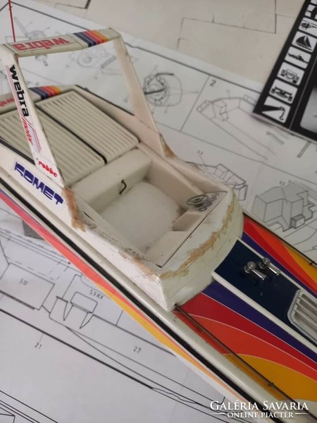 Retro Roman motor boat model with windlass, mockup