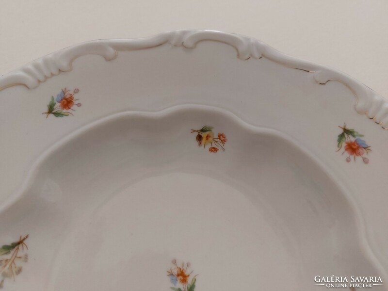 Old Zsolnay porcelain deep plate small baroque plate with flowers 2 pcs