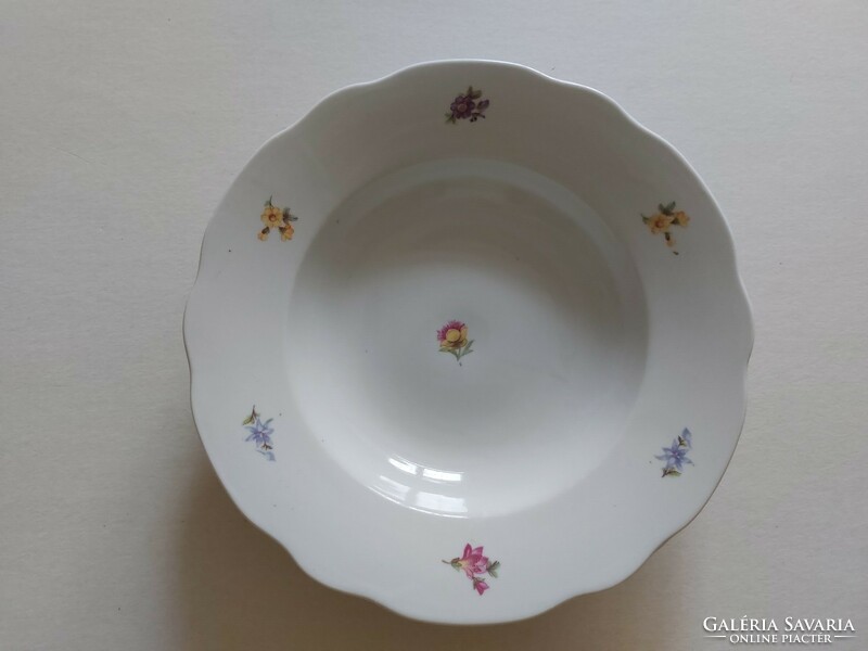 Old Zsolnay porcelain deep plate flower pattern plate