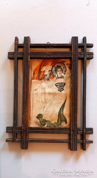 4 Art Nouveau silk pictures in a frame. Negotiable