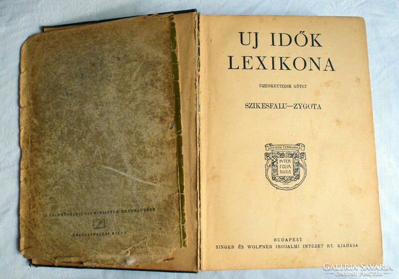Új idők lexikon 9. és 12. kötet , Singer és Wolfner , 1942 , sérült , hiányos könyvek