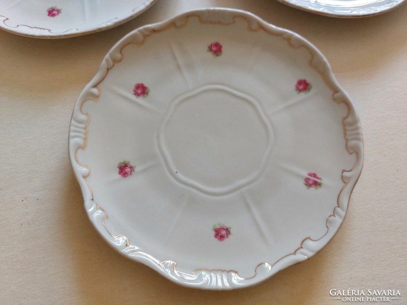 Régi Zsolnay porcelán rózsamintás barokk csészealj 3 db
