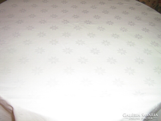 Beautiful antique floral white damask tablecloth