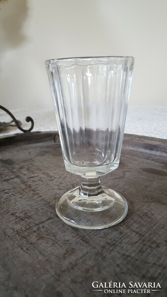 Régi nyolcszögletű vastagfalú üveg pohár,kehely