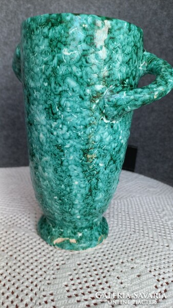 Gorka gauze with twisted handle, marked, ceramic vase, glaze crack at the bottom, height 19 cm, opening 10 cm