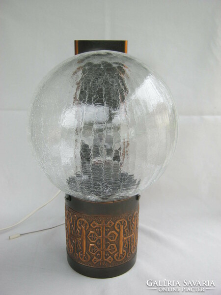 Retro Hungarian industrial artist copper wall lamp with veil glass shade