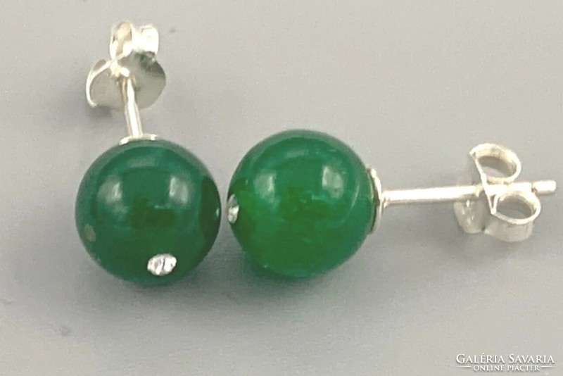 Silver earrings with jade gemstones, 925!--New