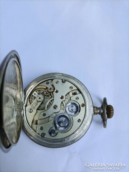 Silver double lid very rare moon phase Swiss pocket watch in perfect working order