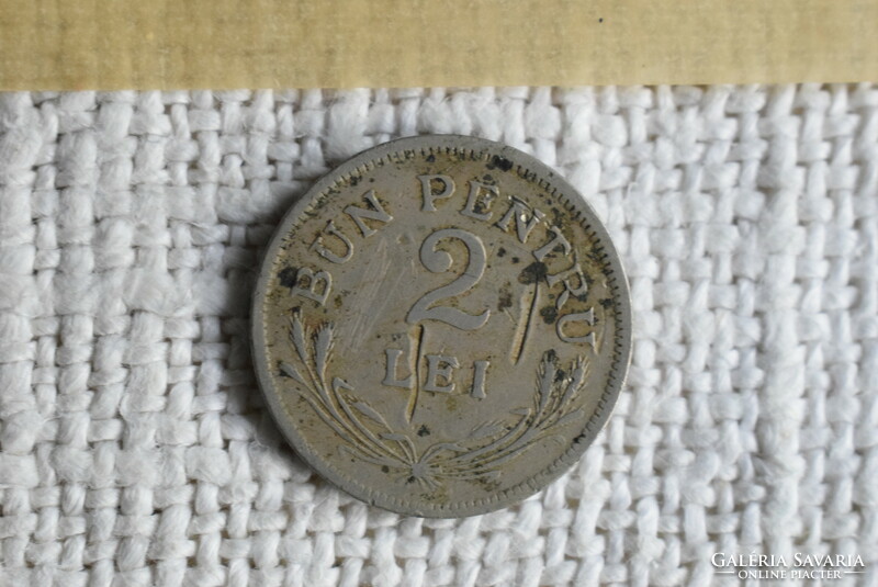 2 Lei , Romania , pénz , érme 1924 , bun petru