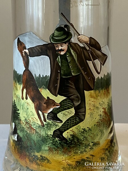 The hunter who visited the pore - antique painted beer cup cup fox
