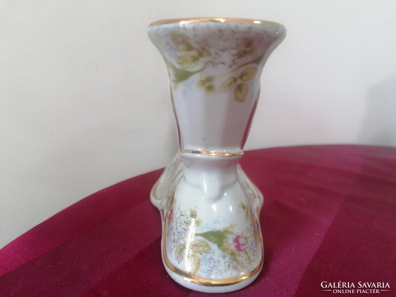 Polish porcelain 2-branch candle holder with rose pattern