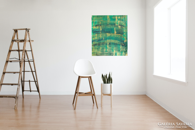 Dreaming of green 75x60cm unique abstract canvas picture