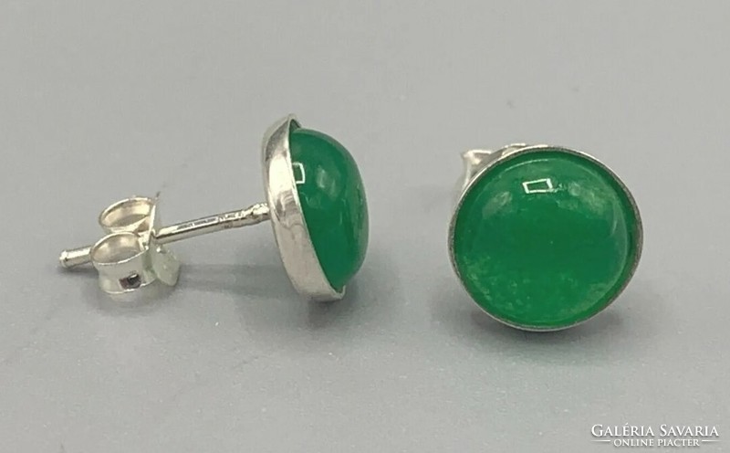 Green agate silver earrings, 925 - many handmade jewelry