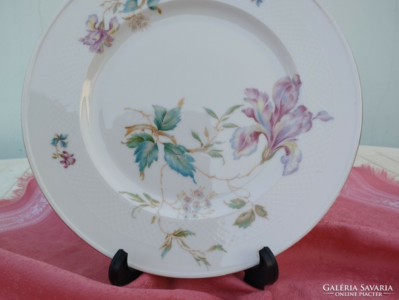 Szép virágmintás porcelán nagy lapos tál, tányér