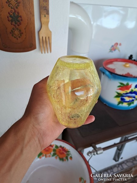 Yellow cracked veil glass veil Carcagi berekfürdő glass vase