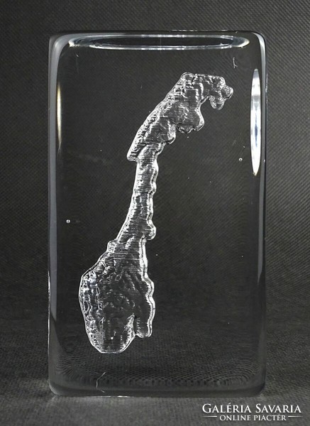1N121 Norvégia domborzata művészi üveg levélnehezék 13 cm 1kg