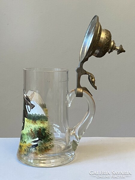 The hunter who visited the pore - antique painted beer cup cup fox