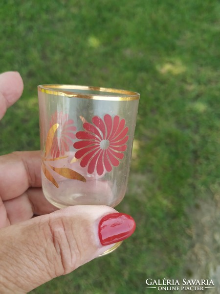 Glass, red floral drink set for sale! Retro drink set