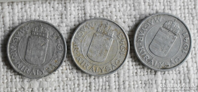 2 Pengő, Budapest, 1941; 1943, money, coin, Hungarian kingdom 3 pcs.