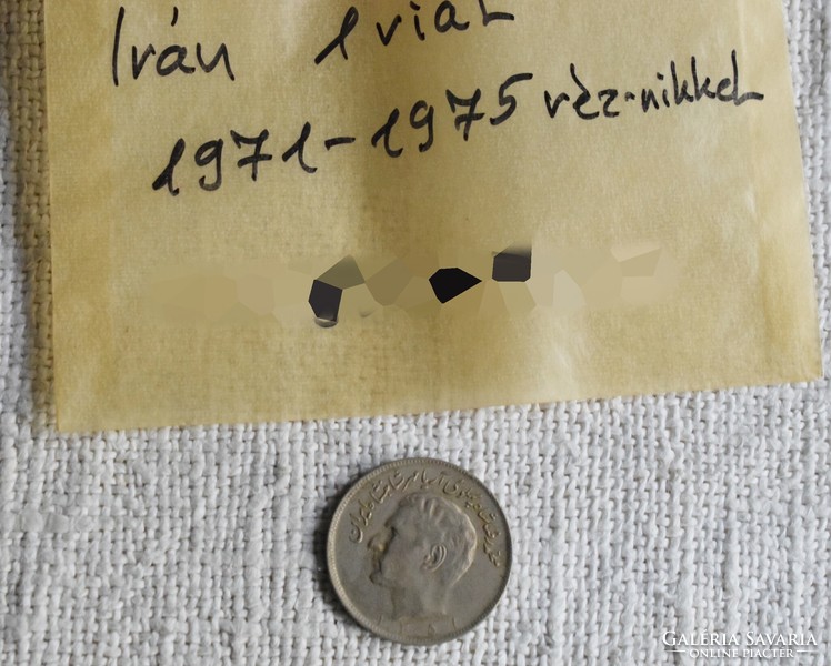 Irán , 20 Riál , pénz , érme 1972 , Mohammad Reza Pahlavi