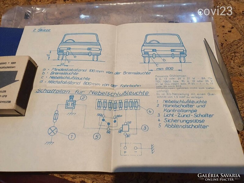 Retro wartburg new headlight glass bulb kit and instruction manual