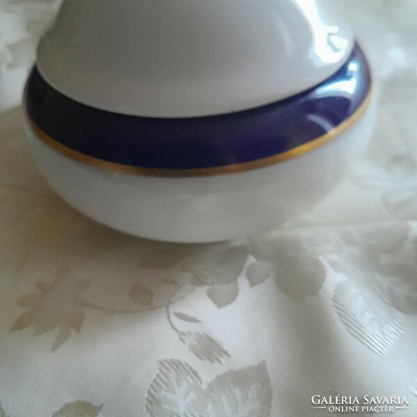 Cobalt collector's sugar bowl with blue and gold stripes