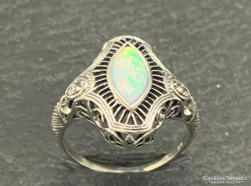 Noble opal gemstone, sterling silver ring /925/ - new, many handcrafted jewelry!