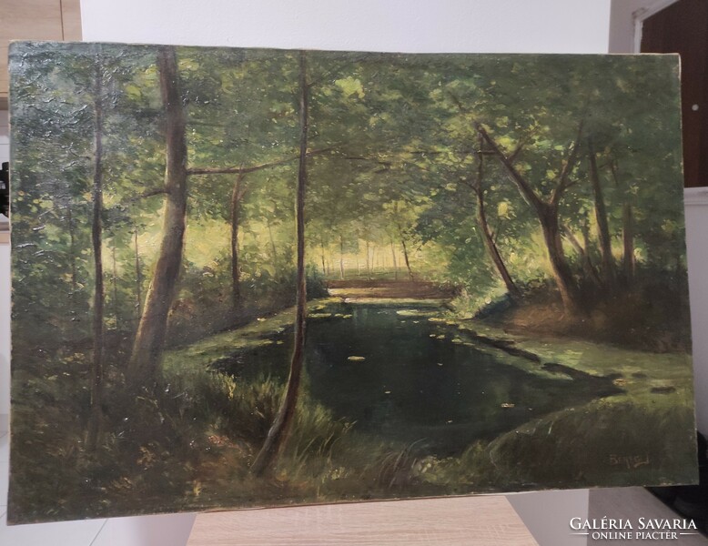 Beregi József-erde stream landscape, oil on canvas painting.