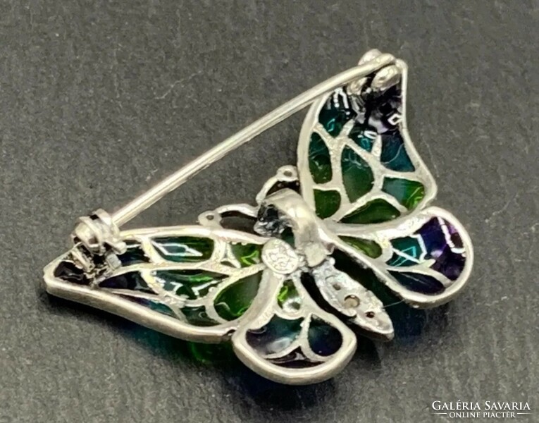 Butterfly/ butterfly silver pendant/ brooch with marcasite and fire enamel silver /925/ --new