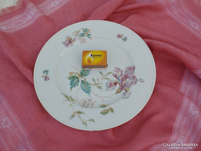 Szép virágmintás porcelán nagy lapos tál, tányér