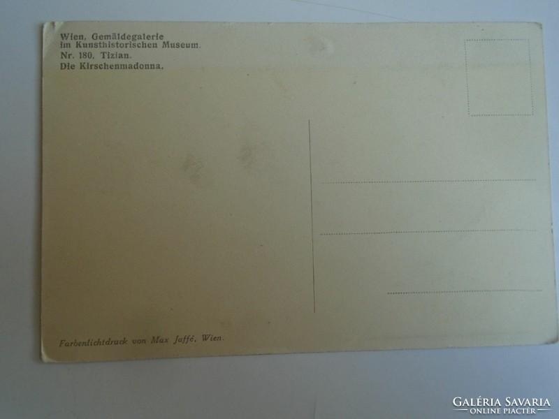 D196213  Tizian -Die Kirschenmadonna   -1920k  régi képeslap  Max Jaffé -Wien