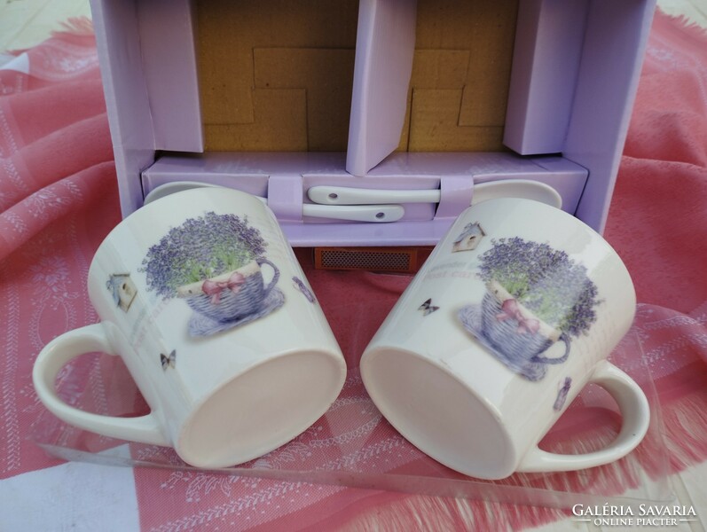 2 pcs. Lavender porcelain cup with spoon