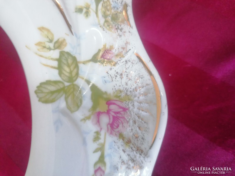 Polish porcelain 2-branch candle holder with rose pattern