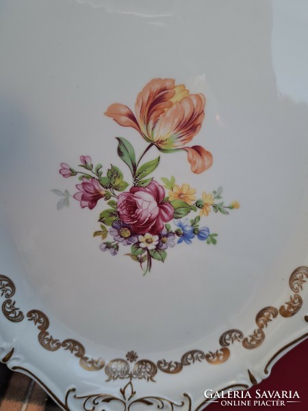 Gyönyörű Weimar  pecsenyéstál kínáló virágos porcelán szószoskiöntő