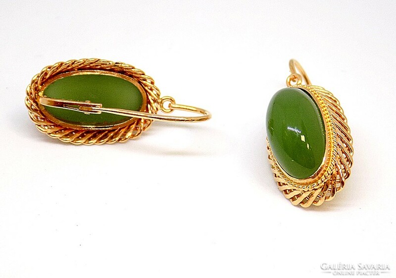 Gold earrings with jade stones (zal-au118851)