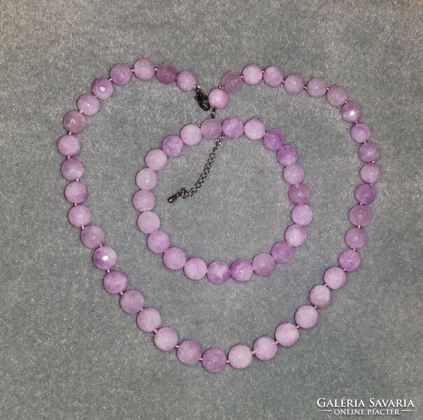 Gorgeous Purple Agate Gemstone Necklace - Bracelet Set - New