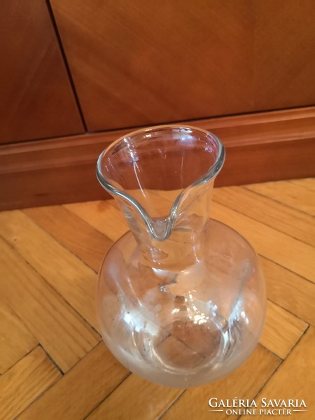 Különleges antik üvegkancsó - szakított üveg, érdekes fogó megoldással