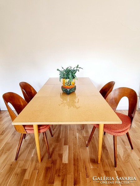 Retro extendable dining table with extendable table