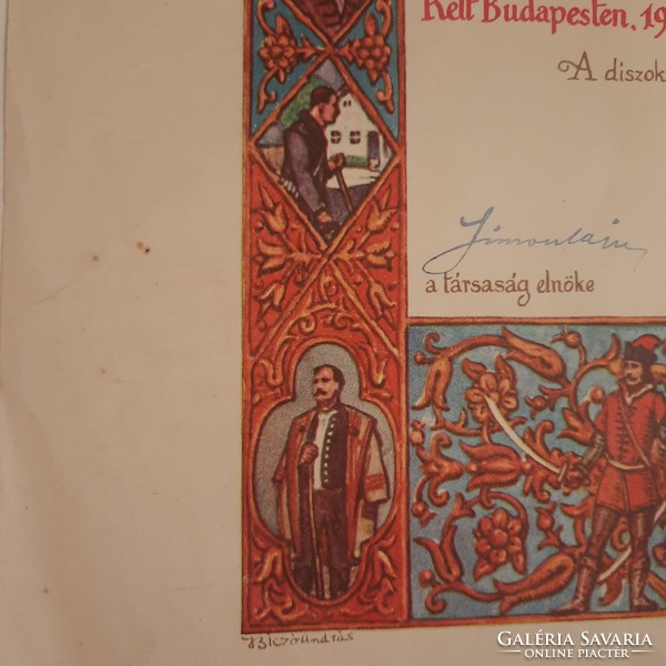 Az Országos Gárdonyi Géza Irodalmi Társaság díszoklevele 1927