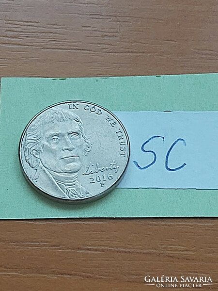 USA 5 CENT 2016  P,  JEFFERSON  SC