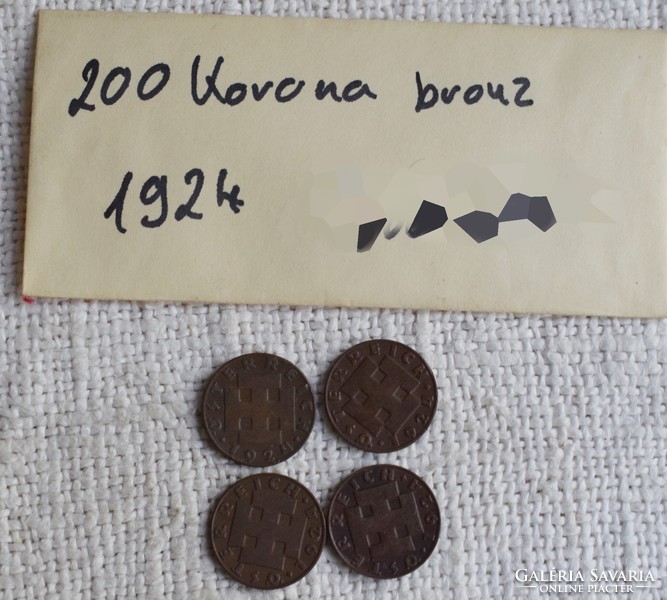 Ausztria 200 Korona , 1924 , pénz , érme , 4 darab