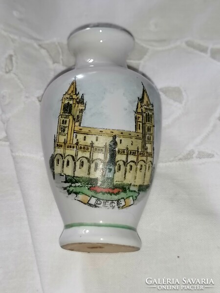 A rare Pécs souvenir from Bodrogkeresztúr, a violet vase