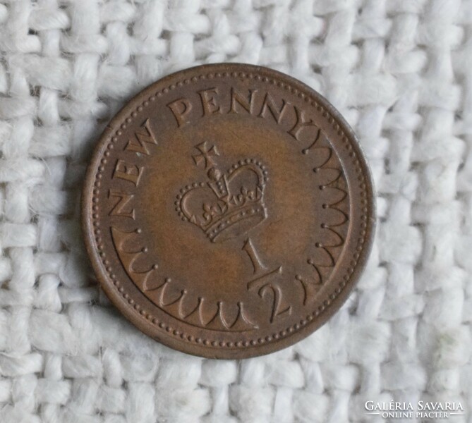 United Kingdom 1/2 penny, 1974, money, coin, English