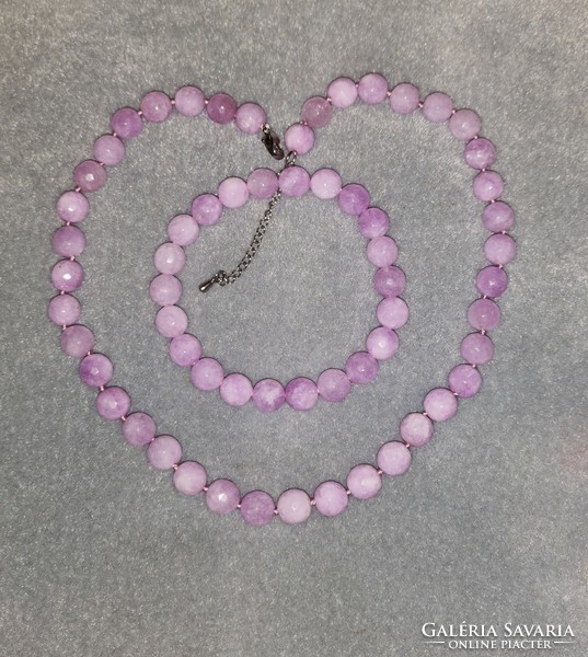 Gorgeous Purple Agate Gemstone Necklace - Bracelet Set - New