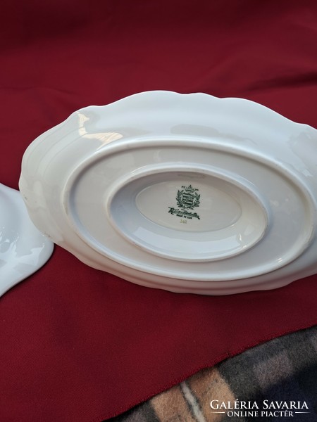 Gyönyörű Weimar  pecsenyéstál kínáló virágos porcelán szószoskiöntő