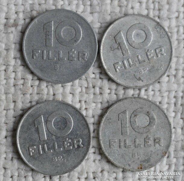 10 Fillér 1971 , 1975 , 1986 , pénz , érme , Magyar Népköztársaság 4 darab