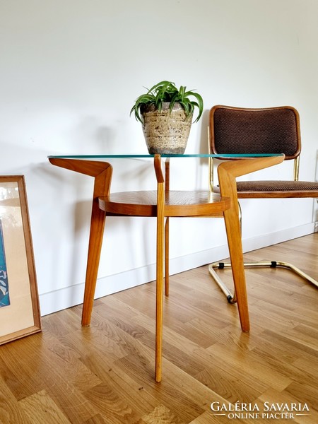 Mid-century Czechoslovakian side table, glass table