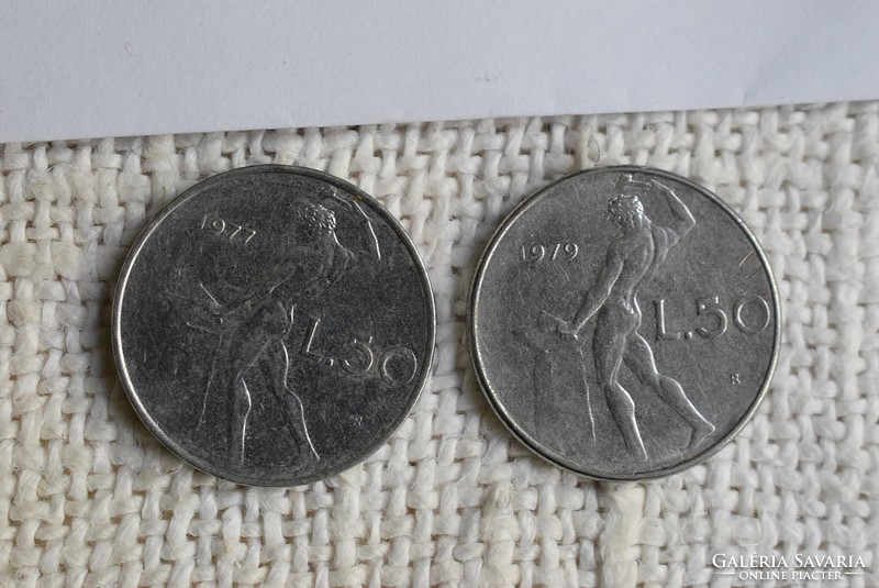 Olaszország 50 Líra , 1979 , 1977 , olasz , pénz , érme 2 darab