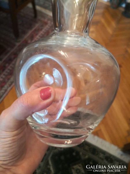 Special antique glass jug - broken glass, with an interesting handle