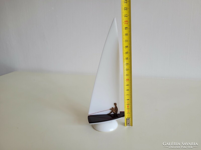 Retro old Balaton souvenir plastic plexiglass sailboat 21 cm sailing ship mid century ship souvenir ornament